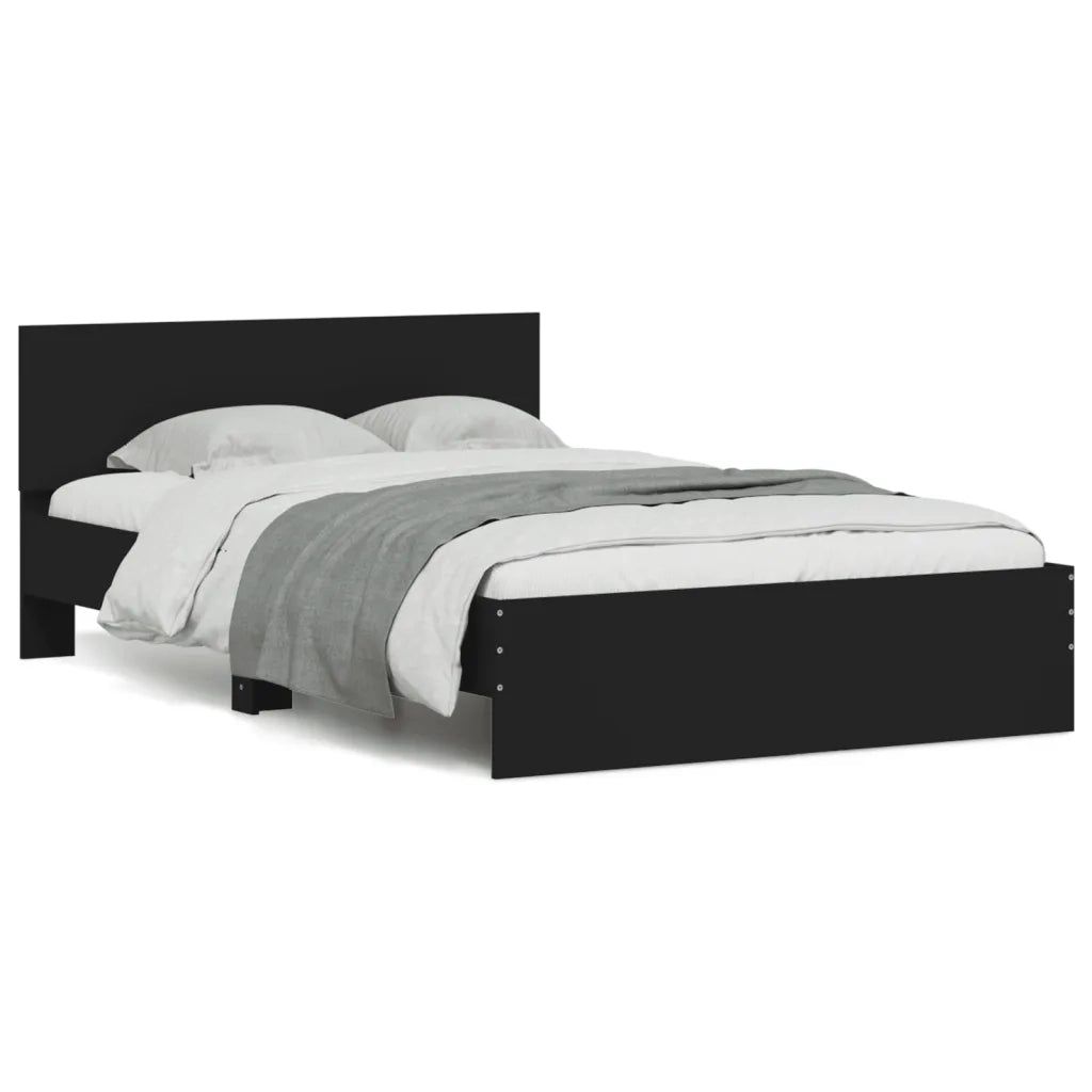 Giroletto con Testiera-Struttura Letto con testiera Nero 135x190 cm
