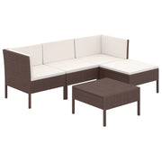Set di mobili da giardino mobili da esterno 5 pezzi con cuscini resina intrecciata marrone 02_0016463
