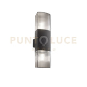 APPLIQUE BIEMISSIONE DARK ANTRACITE E FUME' 2 LUCI ATTACCO E27 IP54 10,6X12,1X40CM