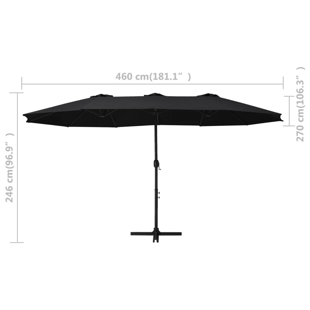 Ombrellone da esterno e palo in alluminio 460 x 270 cm nero 02_0008296