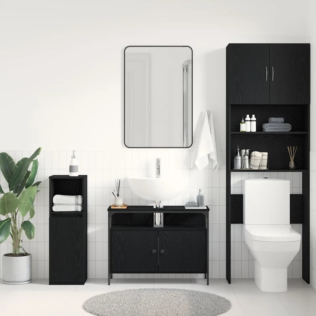 Mobile Lavabo | Armadio per Lavabo da Bagno Rovere nero 80 x 30 x 60 cm