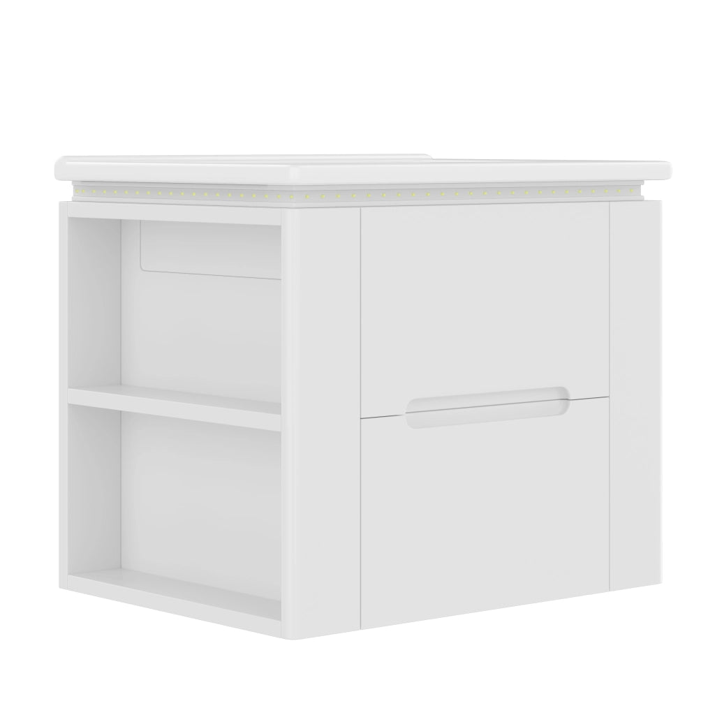 Mobile da Bagno con Lavabo Integrato e LED ¨C MINIMAL ¨C Bianco, 2 Cassetti, 61x46x48.5 cm