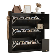Scarpiera con 3 ante ribaltabili e cassetto - per ingresso - 119×24×122 cm - nero