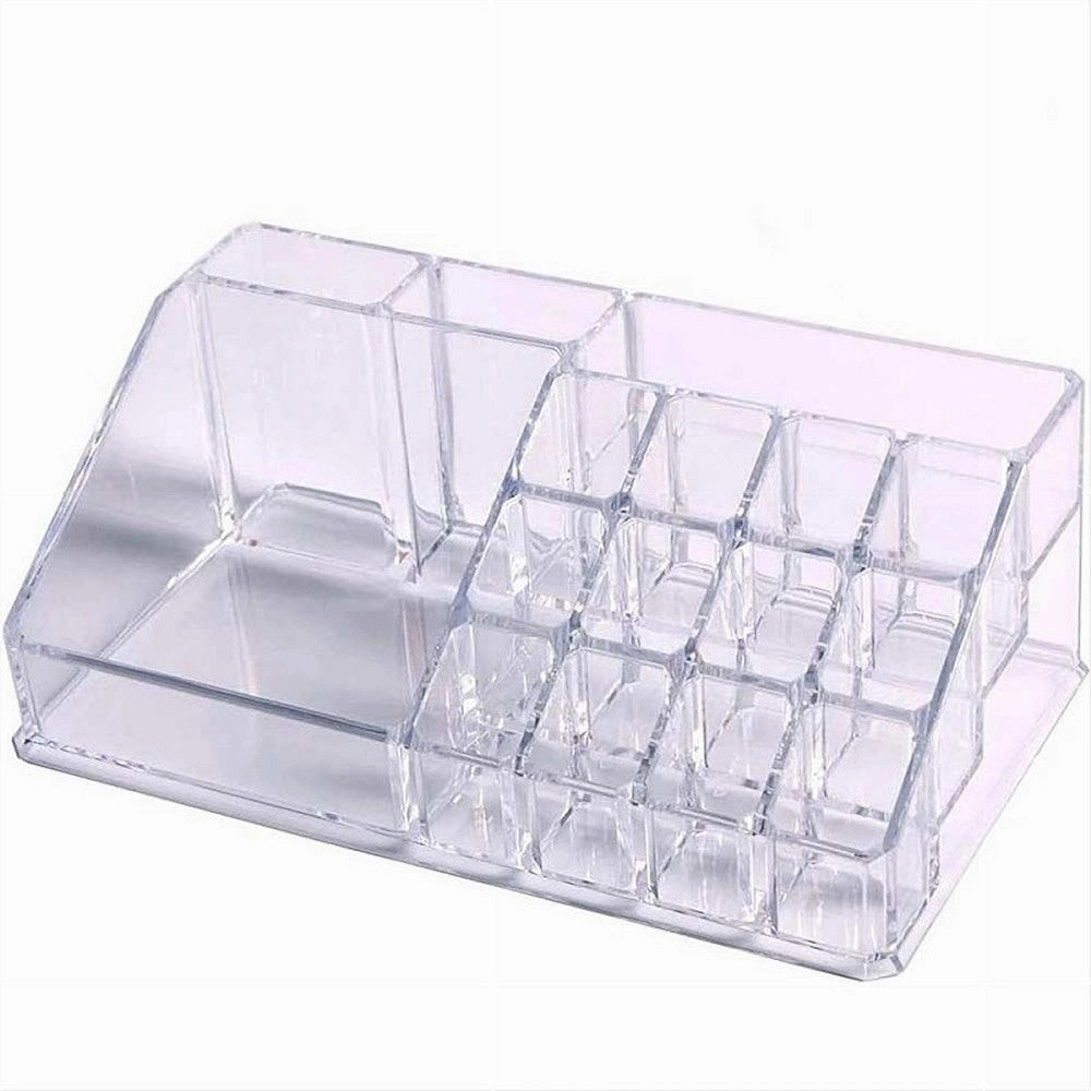 Trade Shop - Organizer Portatrucchi Trasparente 16 Scomparti Cosmetici Espositore Makeup 10250 -