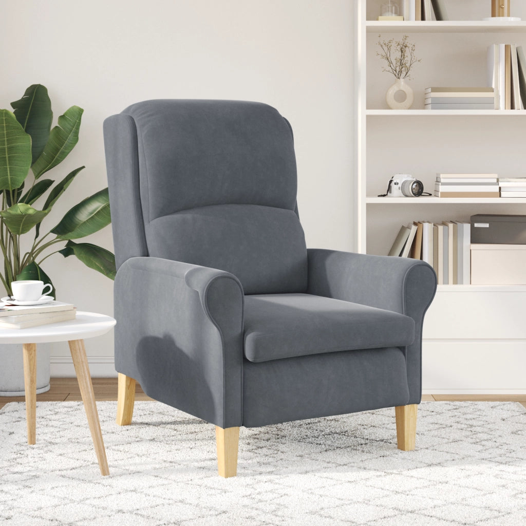 Poltrona Grigio Scuro Grigio scuro Tessuto con gambe in legno