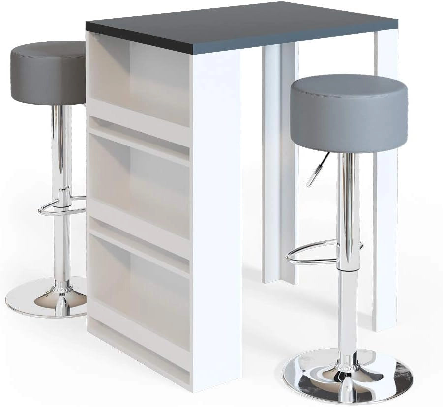 Tavolo bar con sgabelli, Antracite/bianco, 57 x 80 cm con 2 sgabelli da bar, per un utilizzo flessibile come zona pranzo o area di lavoro
