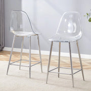 Sgabelli da Bar Trasparenti Set 2 Pezzi ¨C MINIMAL ¨C Struttura in Metallo, Design Moderno
