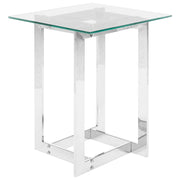 Tavolino Chiaro Trasparente Argento Quadrato Piano Tavolo In Metallo Base In Metallo Design Moderno