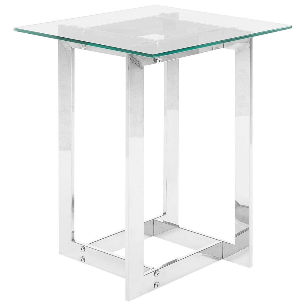 Tavolino Chiaro Trasparente Argento Quadrato Piano Tavolo In Metallo Base In Metallo Design Moderno