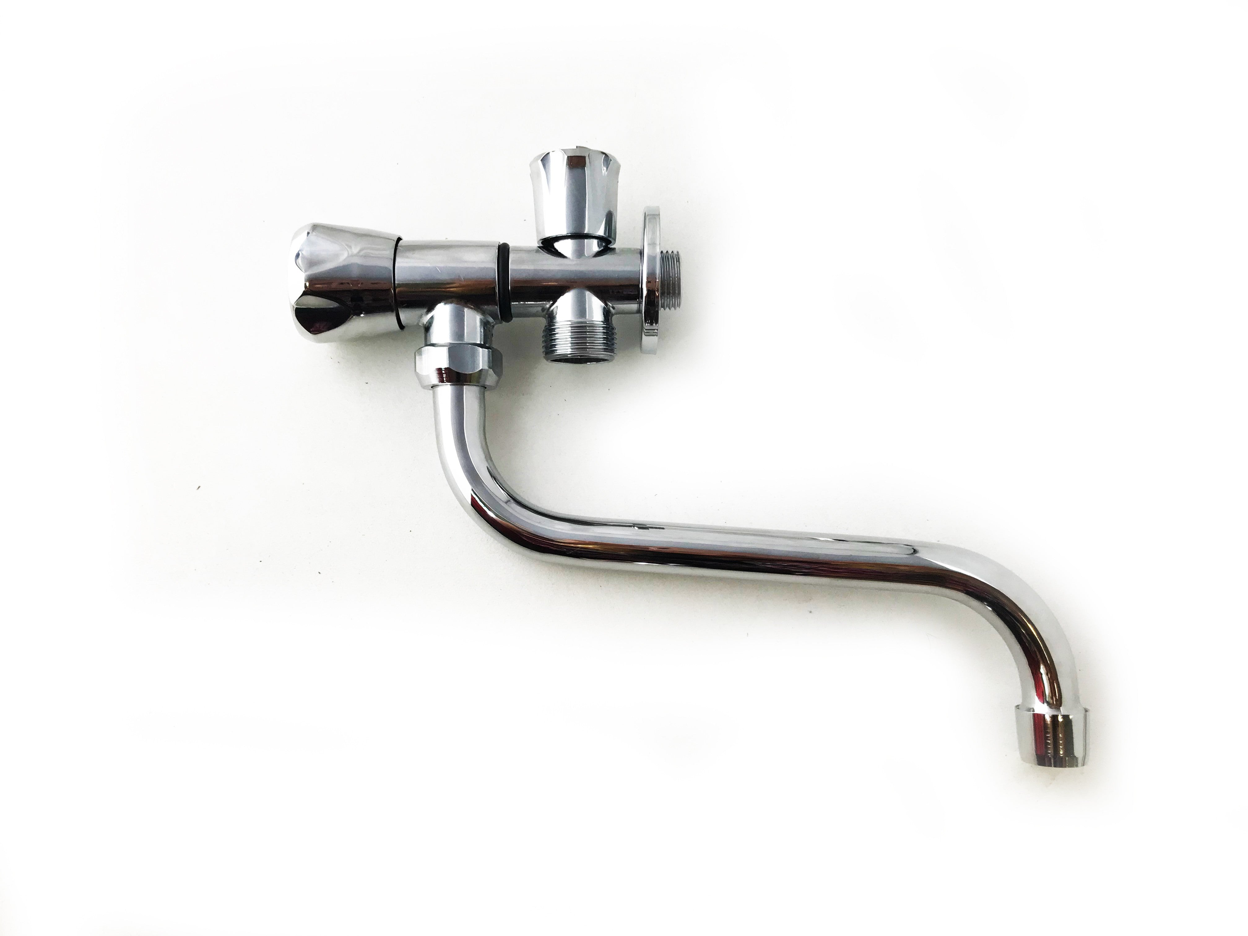 Rubinetto a snodo con attacco lavatrice e canna girevole