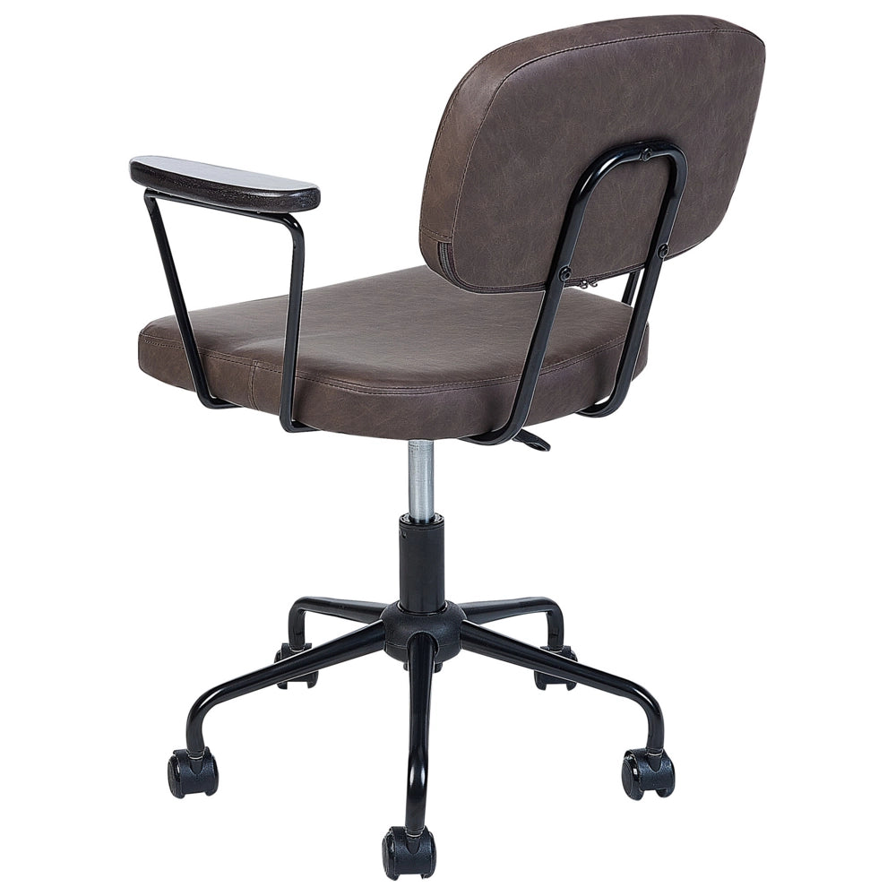 Sedia da ufficio in ecopelle marrone scuro girevole e regolabile stile moderno home office