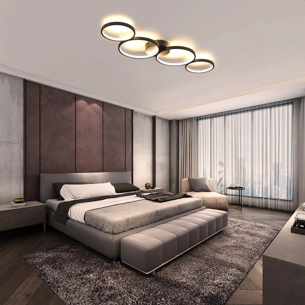 ZMH Lampada da soffitto moderna 4 fiamme design anello ottico 37W per soggiorno camera letto