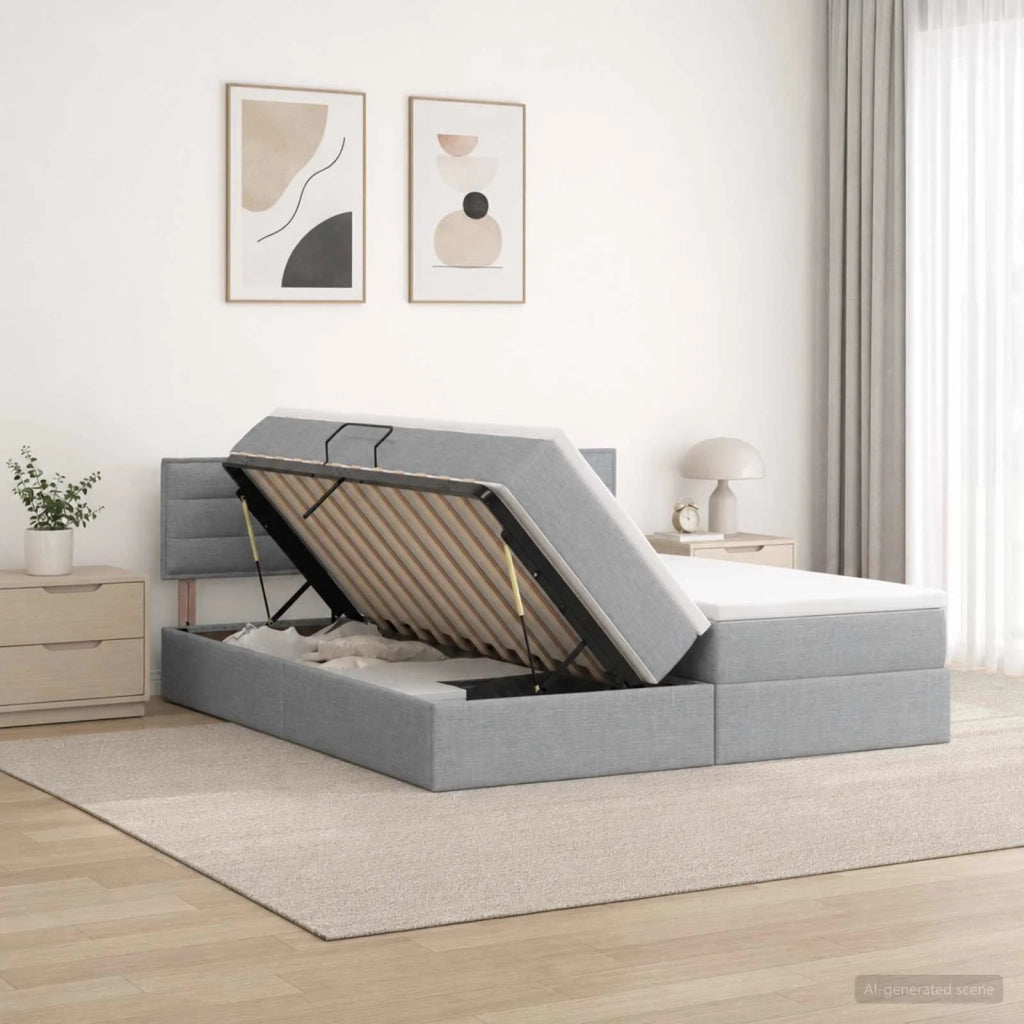 Letto con contenitore LED e materasso Grigio Chiaro 3459342