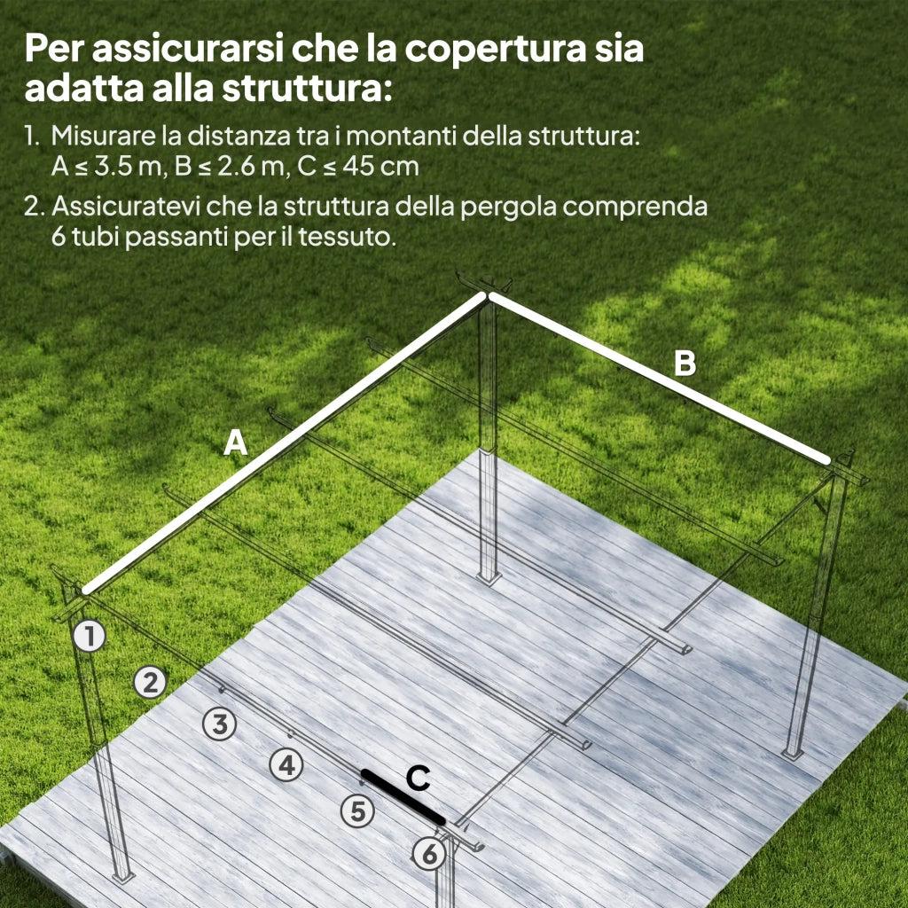 Telo di Ricambio per Pergola da Giardino 350x260 cm in Poliestere Grigio Scuro