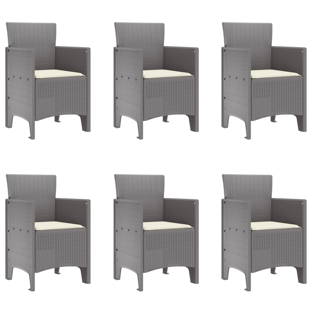 Set da pranzo da giardino da 7 pezzi con cuscini Grigio Chiaro Polyrattan