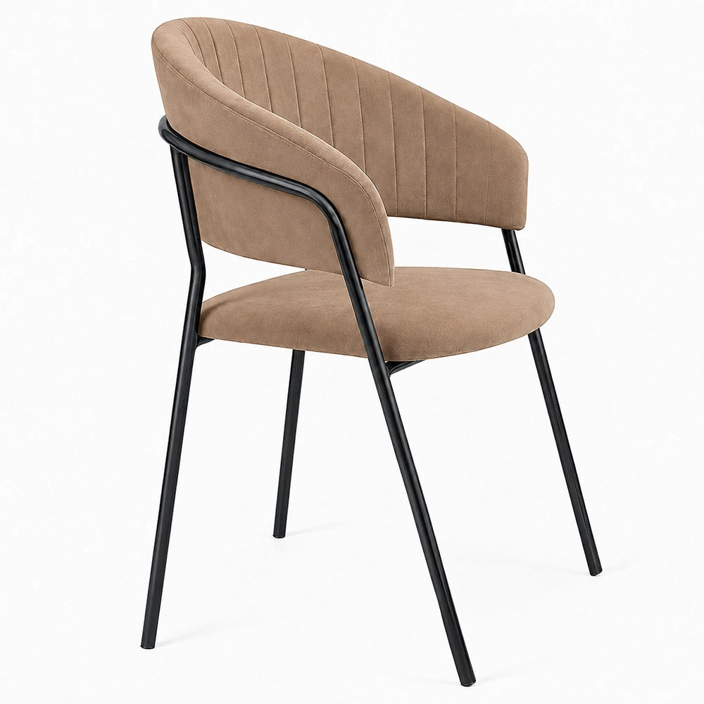 Sedie da pranzo set da 2 Aurelia in velluto grigio tortora con gambe nere