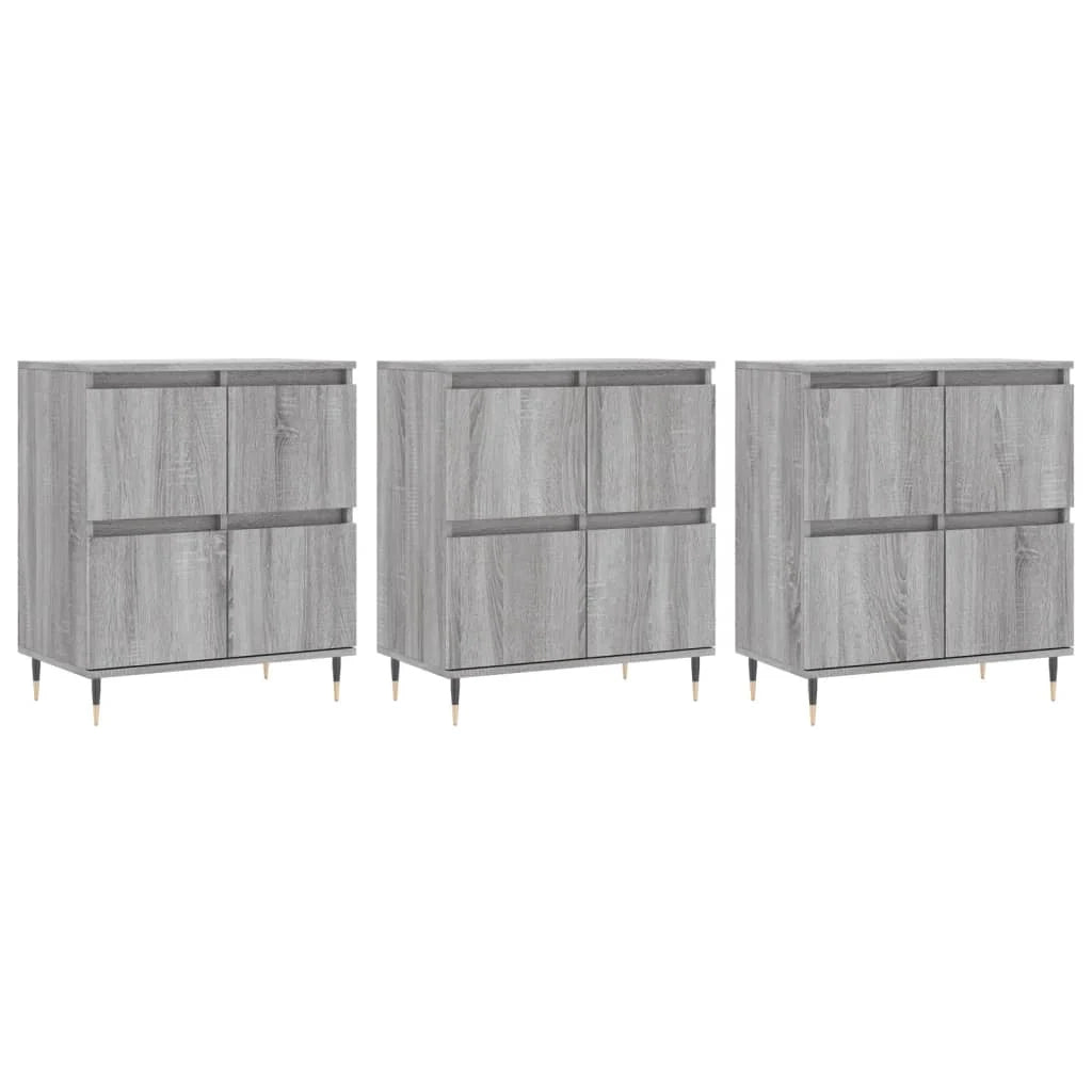 Buffet credenza cassettiera armadio mobile contenitore organizer per cucina soggiorno salotti 3 pezzi legno ingegnerizzato Sonoma grigio 02_0037176