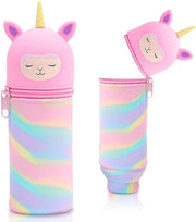 Etui 2-in-1 con tema animale - carino portacarte e penne in silicone morbido | Etui e portapenne | Etui per scuola, ufficio (Unicorn Camouflage Pink)