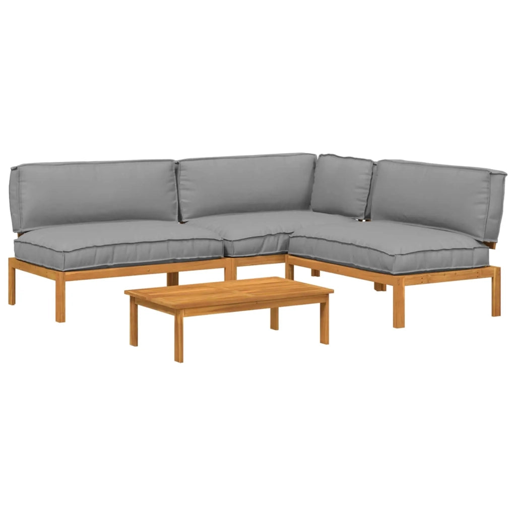 Set di divani con cuscino 4 pcs Grigio Legno di Acacia Massello