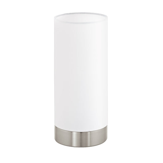 Lampada Da Tavolo Moderna Pasteri Acciaio Nichel Satinato Bianco 1 Luce E27 Ip20