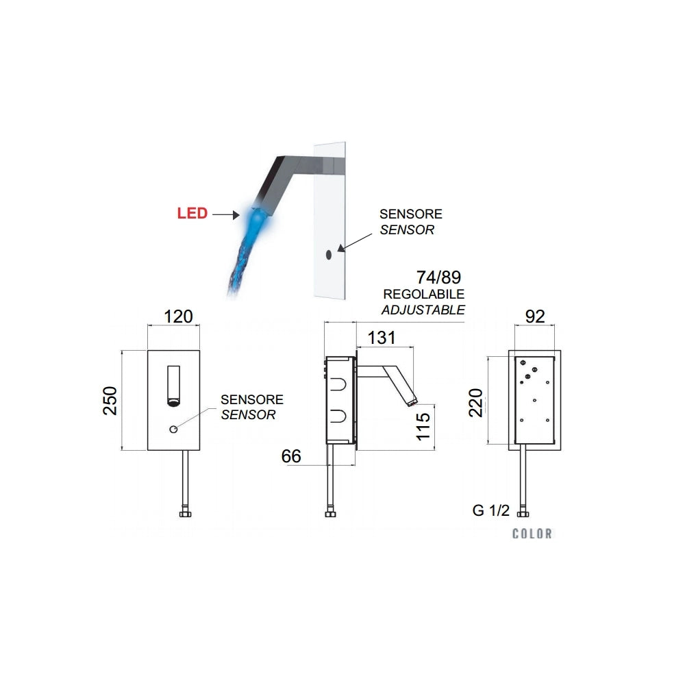 Sensor - rubinetto lavabo con sensore a incasso con led
