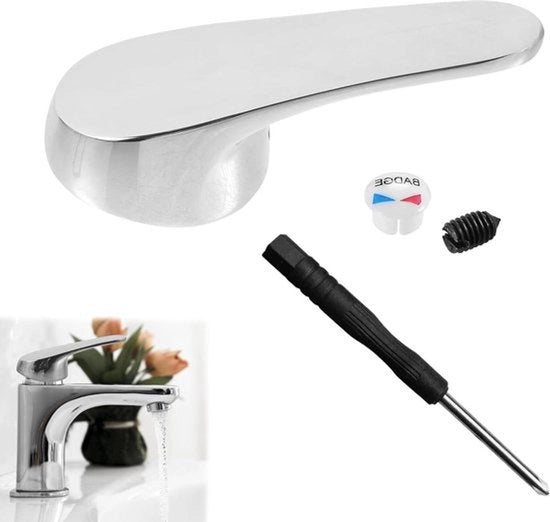 Contenitore in acciaio per rubinetti - manopola in colore caldo e freddo - maniglione per cucina e bagno (argentato).