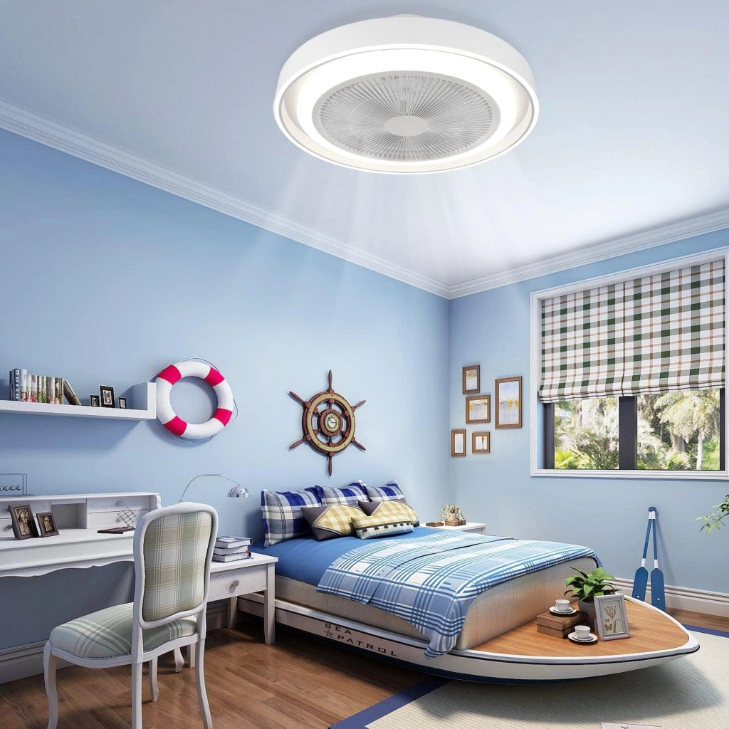 ZMH Ventilatore a Soffitto con Luce LED Regolabile e Telecomando 5 Pale Moderno Blu Timer Silenzioso per Soggiorno