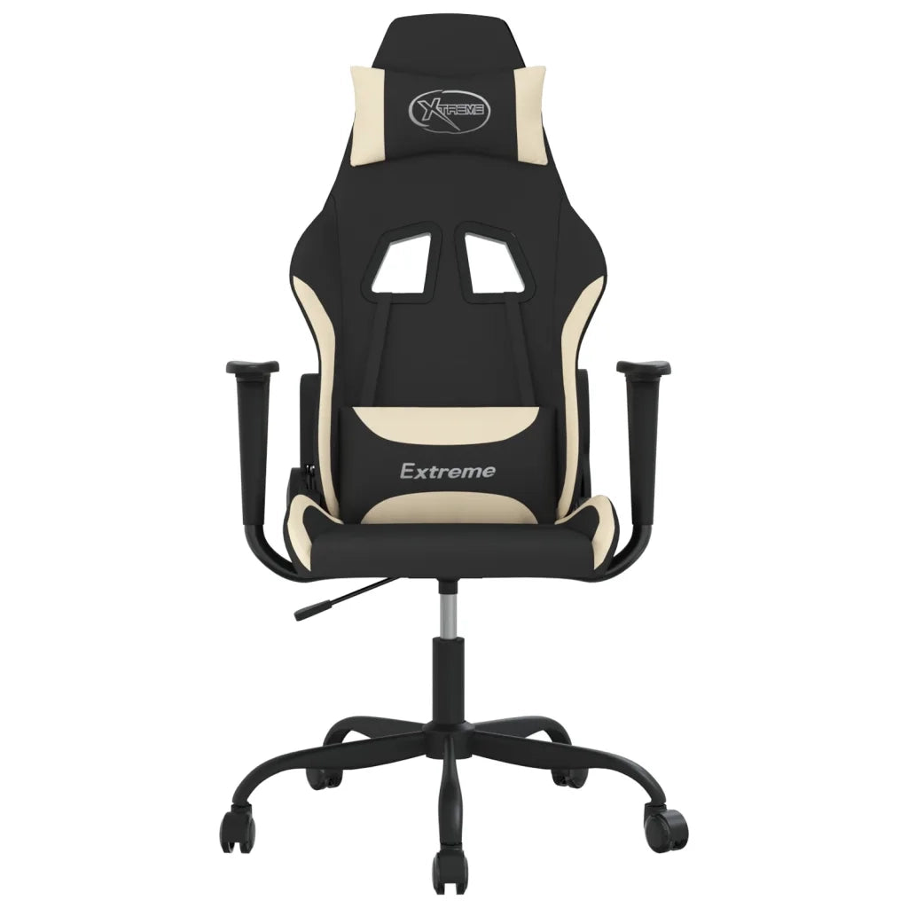 vidaXL Sedia da Gaming Nero e Crema in Tessuto