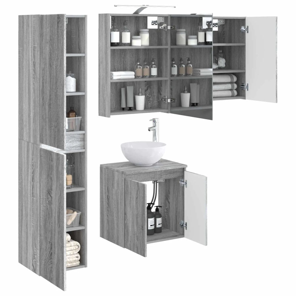 Set di Armadi da Bagno 5 pcs Sonoma grigio 50 x 14,5 x 70 cm 3407292