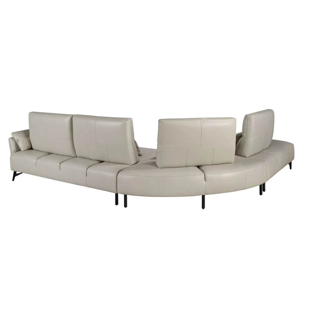 Divano chaise longue sinistro in pelle sabbia