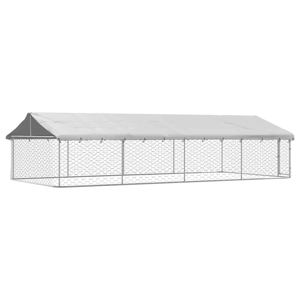 Cuccia/gabbia/recinto per animali domestici da esterno con tetto 600 x 300 x 150 cm Argento 02_0041912