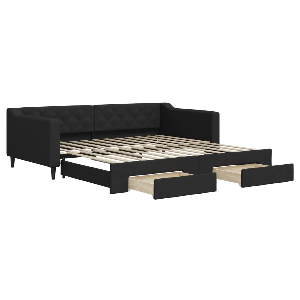 Divano Letto Estraibile con Cassetti-Sofa Letto-Daybed Nero 100x200 cm in Tessuto 320590