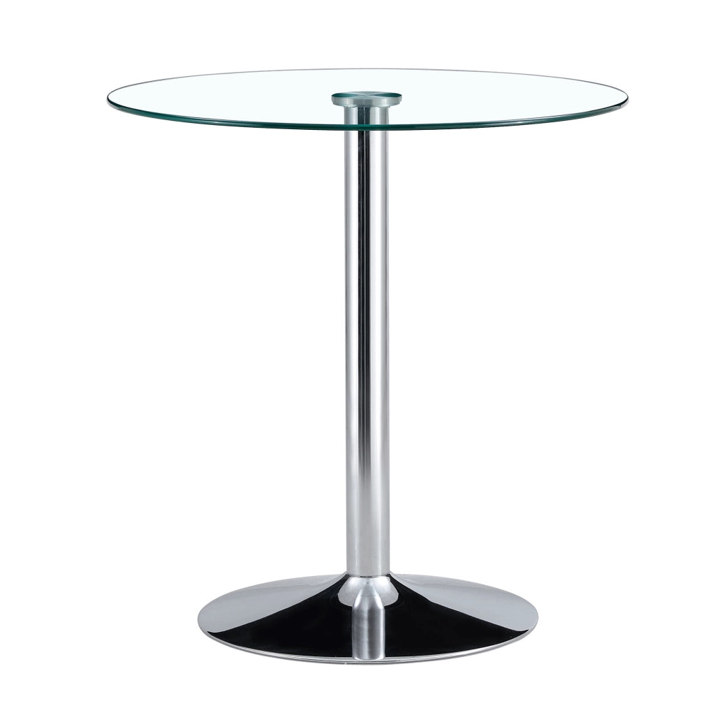 Set tavolo bar 89 cm in vetro trasparente e metallo, 2 sgabelli, per 2