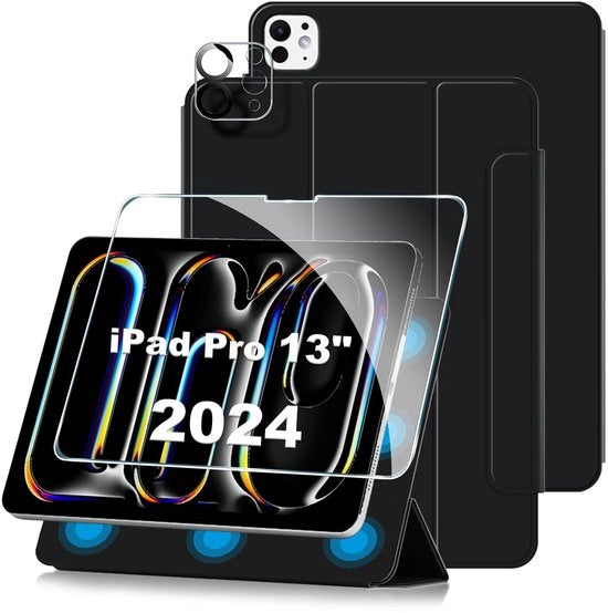 Coprioggetto Ultradurabile per iPad Pro 13 Pollici 2024 - Ondelettrico - Protezione schermo - Protezione fotocamera - Pelle microfibra morbida - Coprioggetto tablet