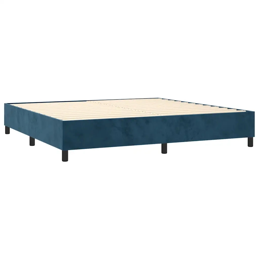 Giroletto a Molle con Materasso Blu Scuro 200x200 cm in Velluto 3129475