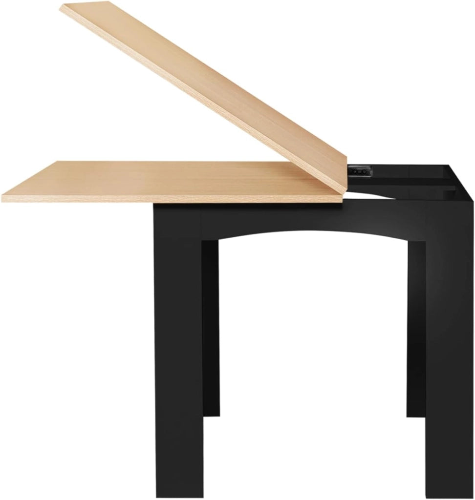 Tavolo da pranzo allungabile DONA 4-8 persone piano in faggio nero 80-160 cm