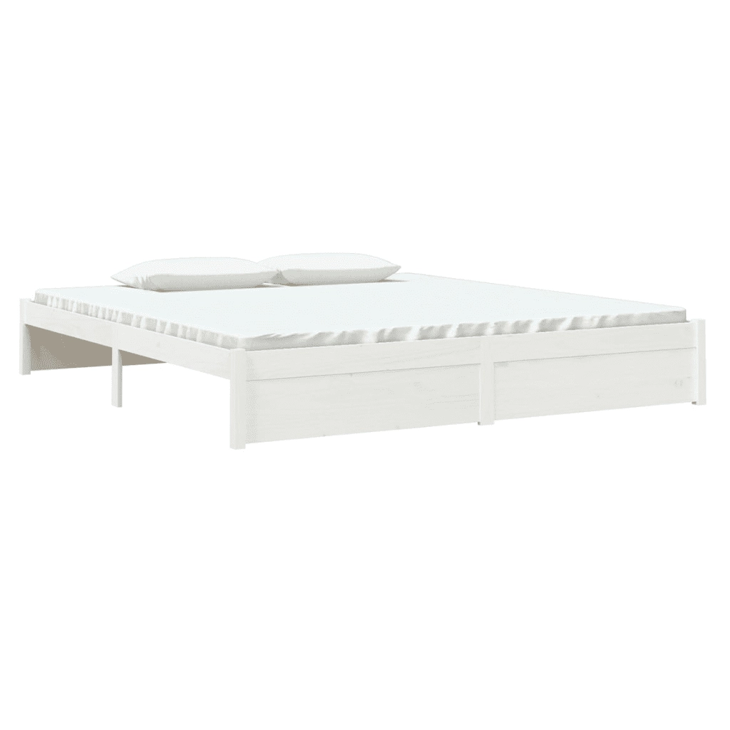 Giroletto-Struttura Letto Bianco in Legno Massello 180x200 cm Super King 846279