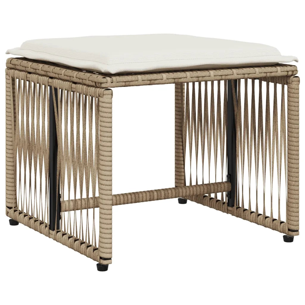 Set da Pranzo da Giardino 7 pz con Cuscini Beige in Polyrattan 369013