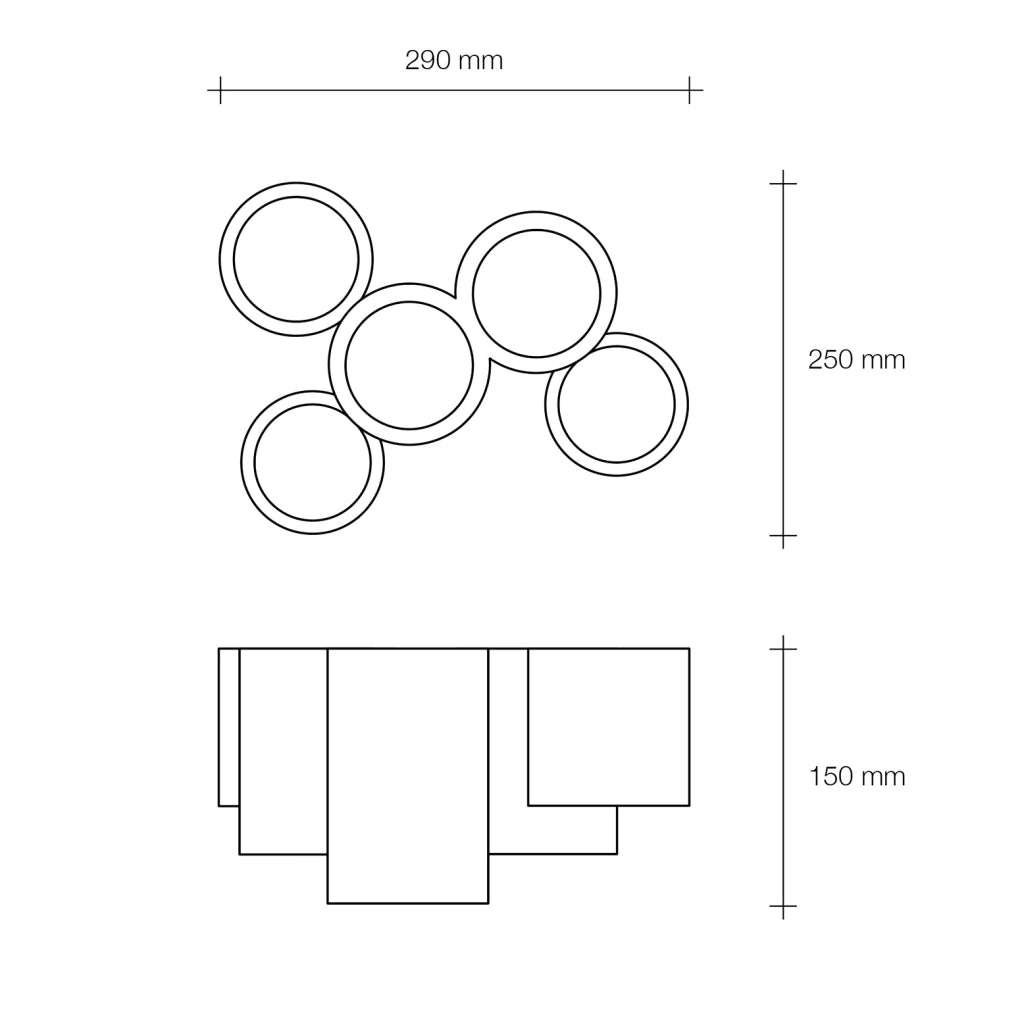 ARTA lampada da soffitto 5 Luci attacco GU10  tonda in gesso bianco