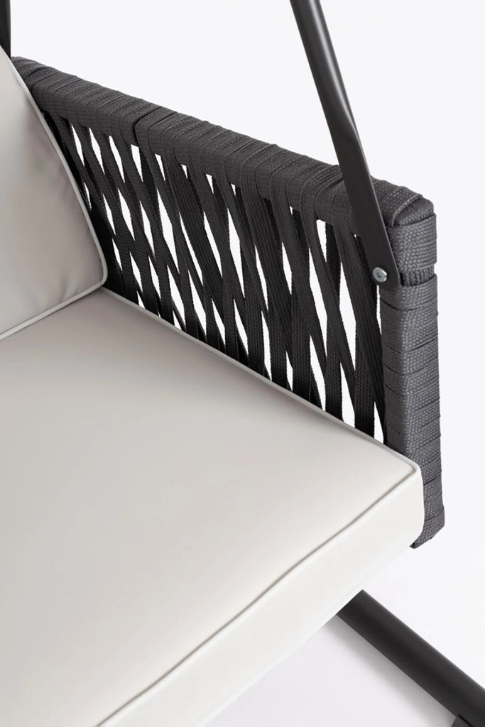 Dondolo da Giardino 3 Posti con Cuscini 210x138x182h cm in Acciaio e Poliestere Dedalo Grigio Chiaro