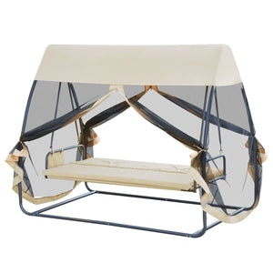 Dondolo 3 Posti da Giardino con Zanzariera Schienale Reclinabile per Funzione Letto Caffè? Chiaro