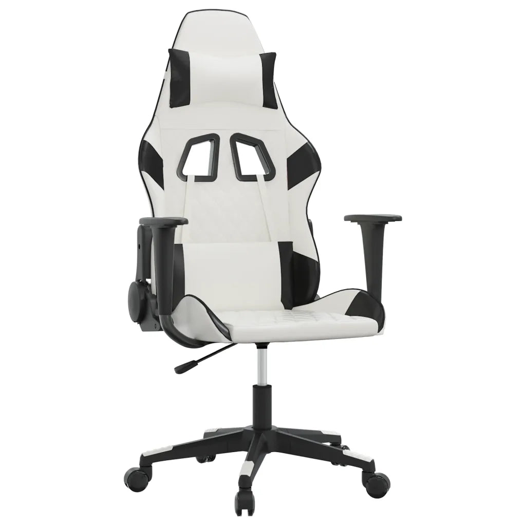 Sedia da Gaming Massaggiante Bianco e Nero in Similpelle cod mxl 65154