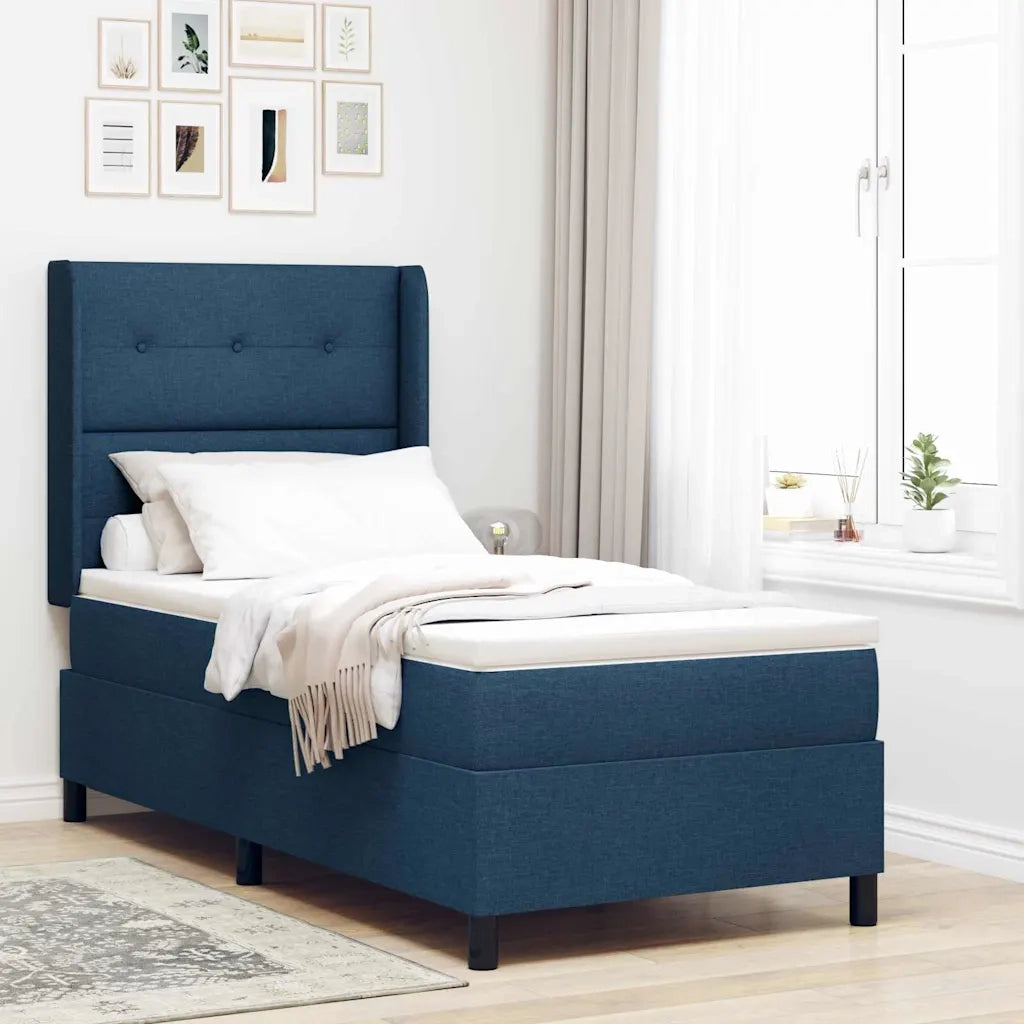 Letto a molle con materasso Blu 200 x 90 cm Tessuto 3341629