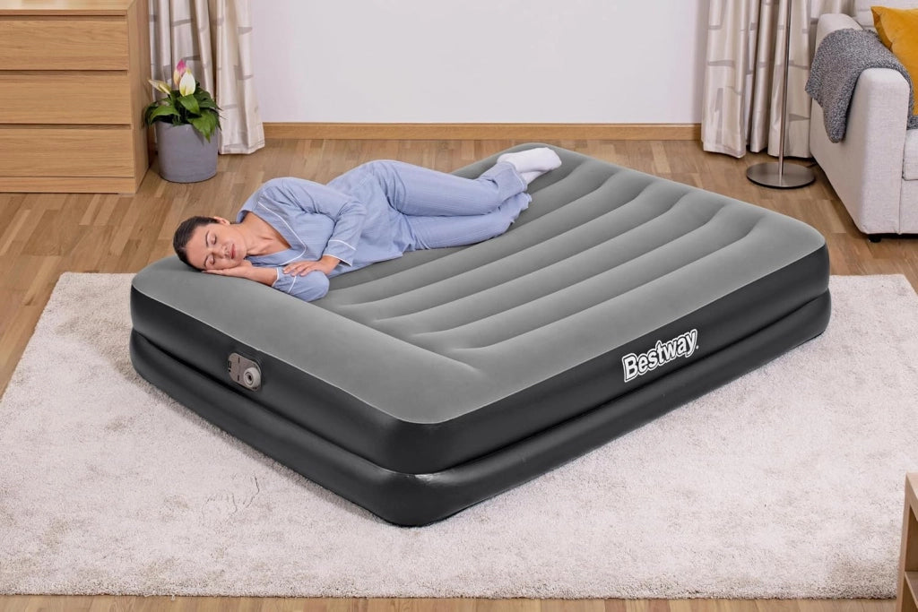 Bestway Airbed Tritech Matrimoniale Gonfiabile 203x152x46 cm Nero/Grigio con Pompa Elettrica Integrata e Tecnologia Ultra-Fresh