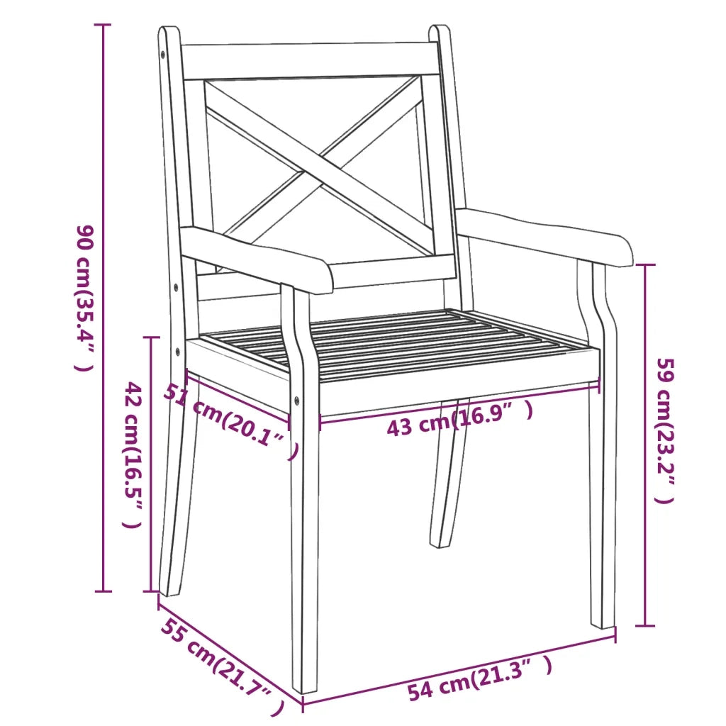 Sedie da Pranzo da Esterni 8 pz in Legno Massello di Acacia cod mxl 16514