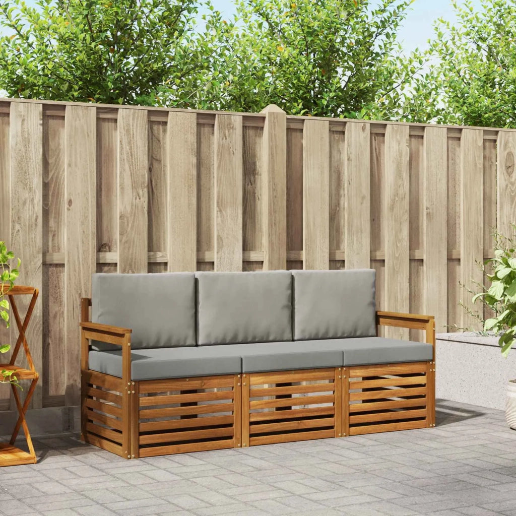 Set divani con cuscino 3 pcs Grigio Naturale e Chiaro