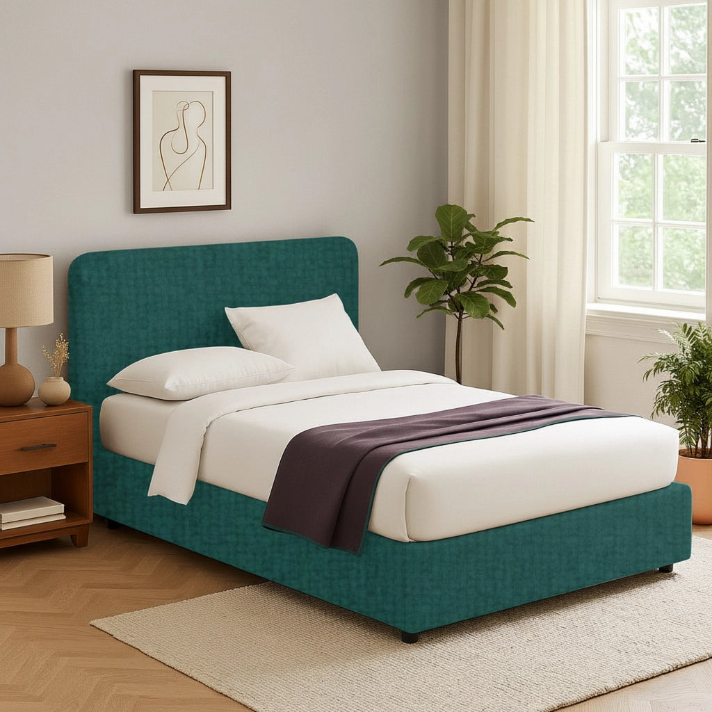 Reading, Letto Singolo Sfoderabile Made in Italy, Verde Petrolio