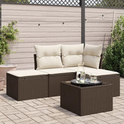 Set Divano da Giardino 5 pz con Cuscini-Sofa da Giardino-Divanetto da esterno Marrone in Polyrattan 499007