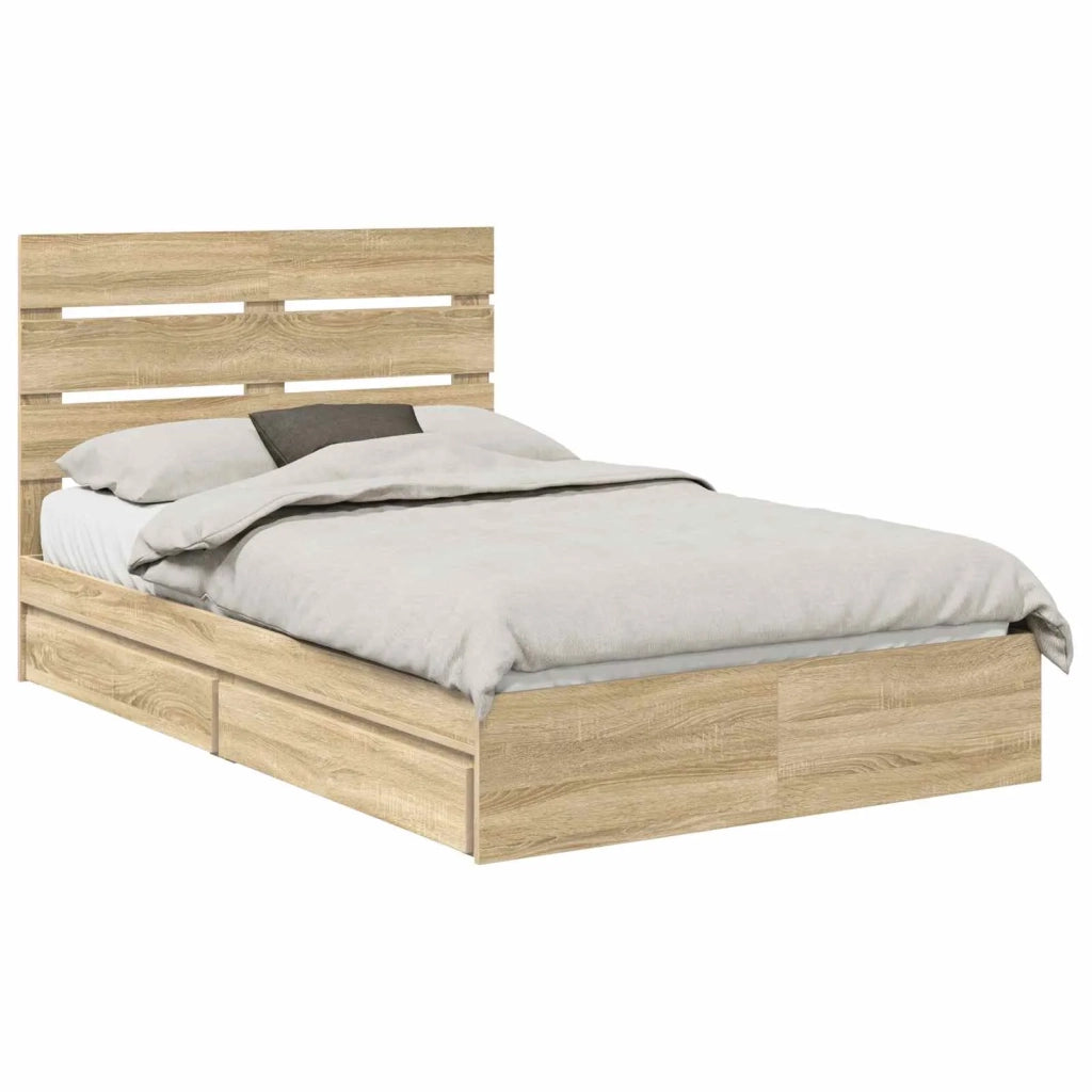 Letto con Contenitore con testiera Rovere Sonoma 120 x 200 cm