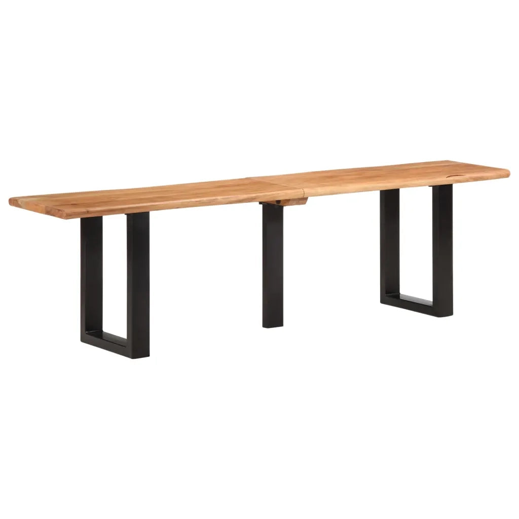 Panca-Sgabello 160 cm in Legno Massello di Acacia e Acciaio